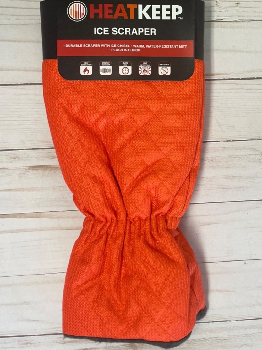 Fleece Lined Auto Car Windshield Fleece Lined Ice Scraper Glove Mitt ORANGE NEW